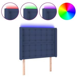 Hoofdbord LED 83x16x118/128 cm stof blauw