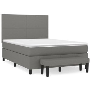 Boxspring met matras stof donkergrijs 140x200 cm