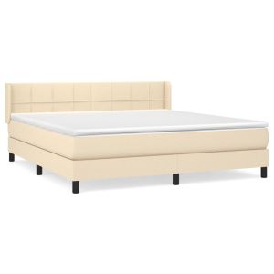 Boxspring met matras stof crèmekleurig 180x200 cm
