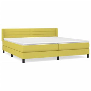 Boxspring met matras stof groen 200x200 cm