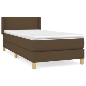 Boxspring met matras stof donkerbruin 90x200 cm