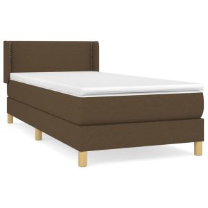 Boxspring met matras stof donkerbruin 80x200 cm