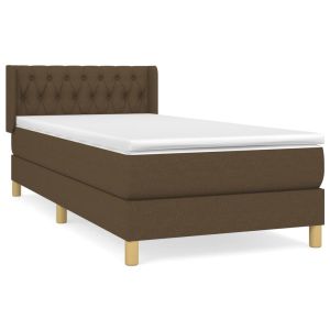 Boxspring met matras stof donkerbruin 90x200 cm
