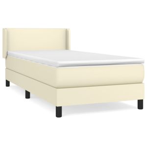 Boxspring met matras kunstleer crèmekleurig 100x200 cm