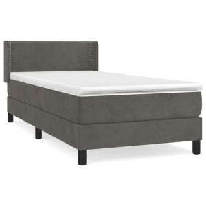 Boxspring met matras fluweel donkergrijs 90x200 cm