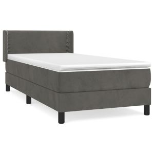 Boxspring met matras fluweel donkergrijs 100x200 cm