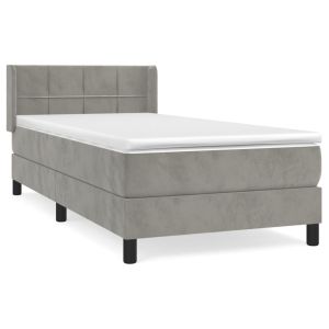 Boxspring met matras fluweel lichtgrijs 100x200 cm