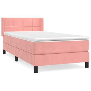Boxspring met matras fluweel roze 100x200 cm