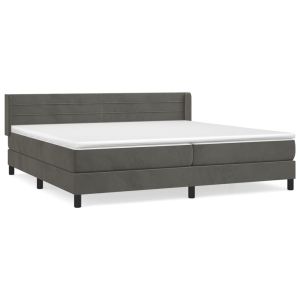 Boxspring met matras fluweel donkergrijs 200x200 cm