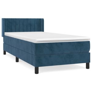 Boxspring met matras fluweel donkerblauw 90x200 cm