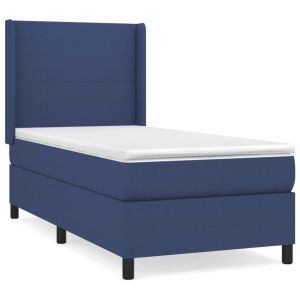 Boxspring met matras stof blauw 100x200 cm