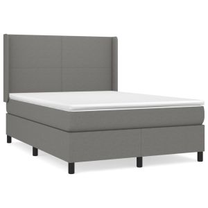 Boxspring met matras stof donkergrijs 140x200 cm