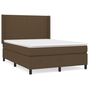 Boxspring met matras stof donkerbruin 140x200 cm