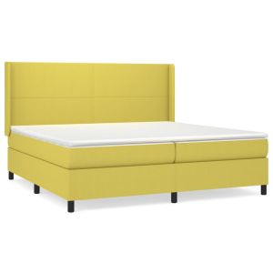 Boxspring met matras stof groen 200x200 cm