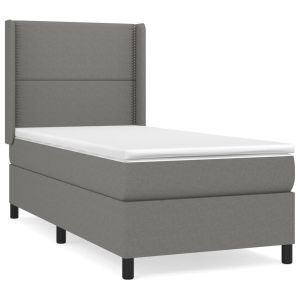 Boxspring met matras stof donkergrijs 80x200 cm