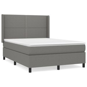 Boxspring met matras stof donkergrijs 140x190 cm