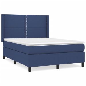 Boxspring met matras stof blauw 140x200 cm