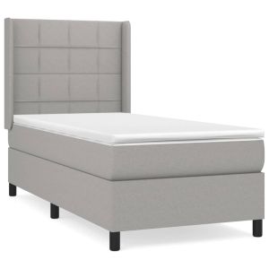 Boxspring met matras stof lichtgrijs 100x200 cm