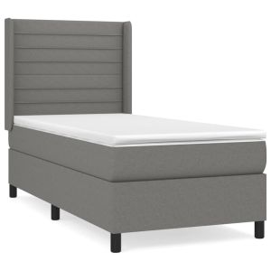 Boxspring met matras stof donkergrijs 90x200 cm