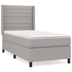 Boxspring met matras stof lichtgrijs 100x200 cm