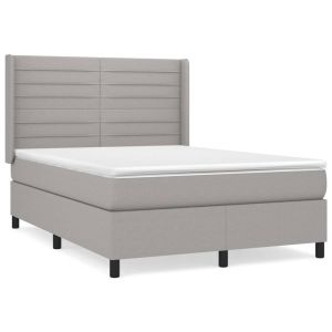 Boxspring met matras stof lichtgrijs 140x200 cm