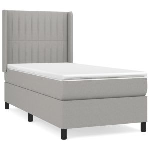 Boxspring met matras stof lichtgrijs 90x190 cm