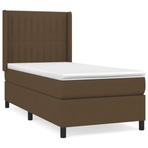 Boxspring met matras stof donkerbruin 100x200 cm