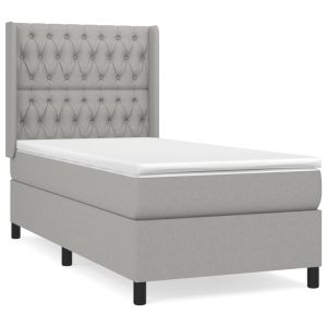 Boxspring met matras stof lichtgrijs 90x200 cm