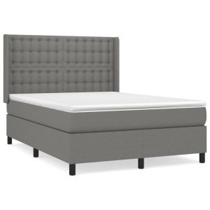 Boxspring met matras stof donkergrijs 140x190 cm