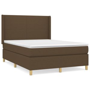 Boxspring met matras stof donkerbruin 140x190 cm