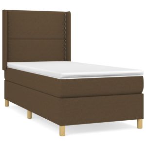 Boxspring met matras stof donkerbruin 80x200 cm