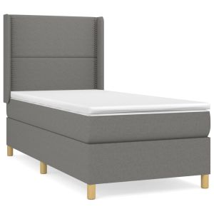 Boxspring met matras stof donkergrijs 90x200 cm