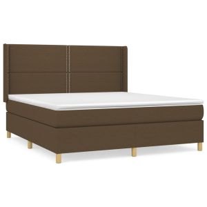 Boxspring met matras stof donkerbruin 160x200 cm