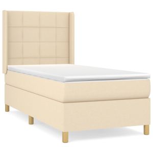 Boxspring met matras stof crèmekleurig 90x200 cm