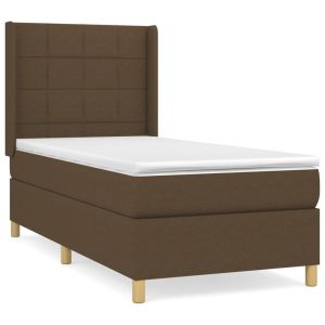 Boxspring met matras stof donkerbruin 100x200 cm