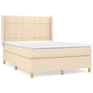 Boxspring met matras stof crèmekleurig 140x200 cm