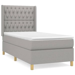Boxspring met matras stof lichtgrijs 100x200 cm