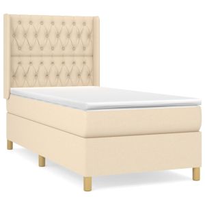 Boxspring met matras stof crèmekleurig 100x200 cm