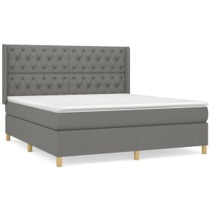 Boxspring met matras stof donkergrijs 160x200 cm