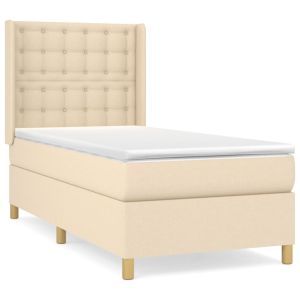 Boxspring met matras stof crèmekleurig 100x200 cm