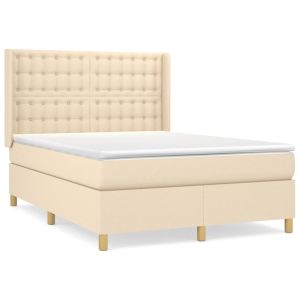 Boxspring met matras stof crèmekleurig 140x200 cm