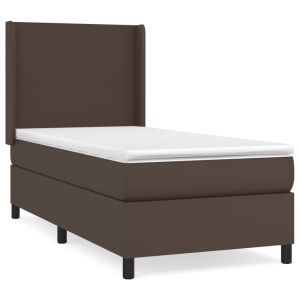 Boxspring met matras kunstleer bruin 100x200 cm
