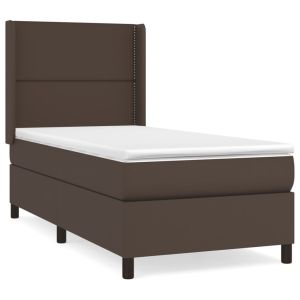 Boxspring met matras kunstleer bruin 90x200 cm