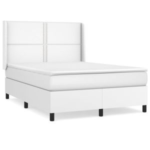 Boxspring met matras kunstleer wit 140x190 cm