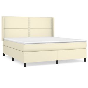 Boxspring met matras kunstleer crèmekleurig 180x200 cm
