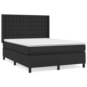 Boxspring met matras kunstleer zwart 140x190 cm