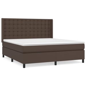 Boxspring met matras kunstleer bruin 160x200 cm