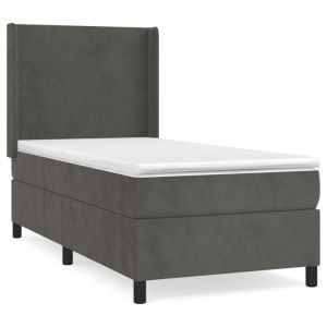 Boxspring met matras fluweel donkergrijs 100x200 cm