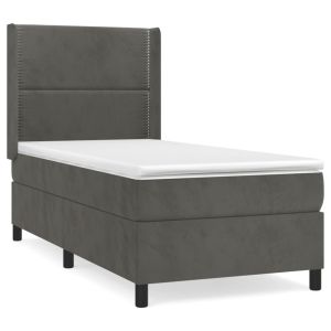 Boxspring met matras fluweel donkergrijs 80x200 cm