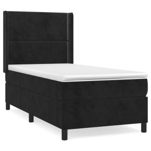 Boxspring met matras fluweel zwart 90x200 cm